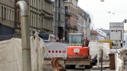 Veränderte Fahrspuren auf der Bautzner Straße Veränderte Fahrspuren auf der Bautzner Straße